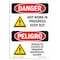Signmission Safety Sign, OSHA Danger, 14" Height, Aluminum, Hot Work In Progress Keep Out Spanish OS-DS-A-1014-VS-1365 - alternate 1